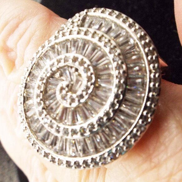STERLING SPIRAL CRYSTALS NAUTILUS AMAZING FIBONACCI SZ. 9 RING 71 - Picture 5 of 5